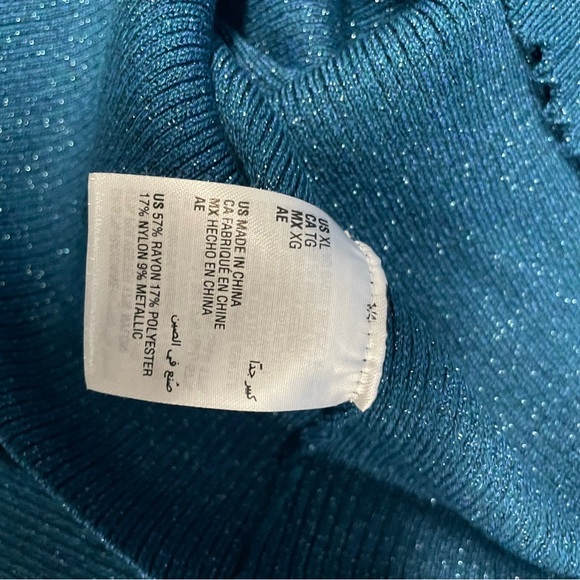 INC International Concepts Teal Cold Shoulder Turtleneck Sweater - Picture 4 of 5